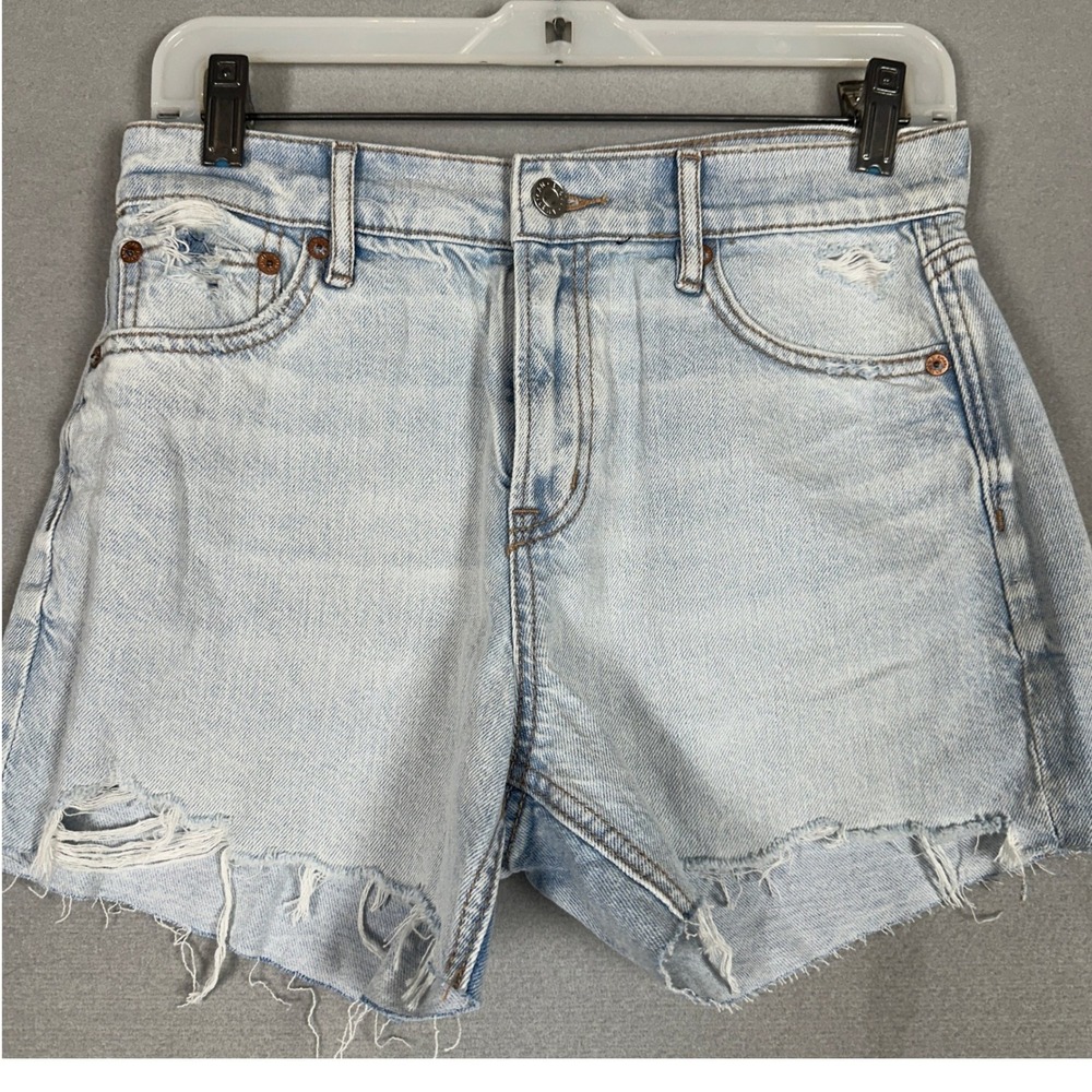 American Eagle Shorts Womens 0 Relaxed Light Blue Distressed Strigid Jean Denim